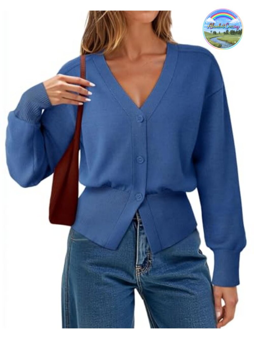 Women's Open Front Knit Cardigan Long Sleeve V-Neck Peplum Sweater